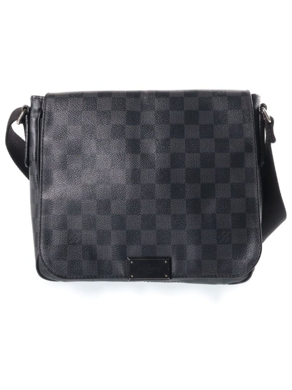 Louis Vuitton Damier Graphite District PM Shoulder Bag Black Leather Silver
